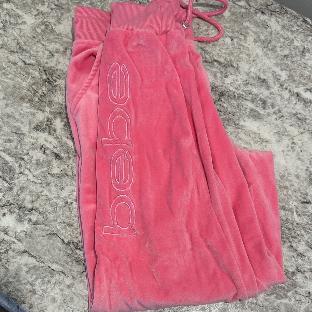 Bebe Pink Velour Joggers